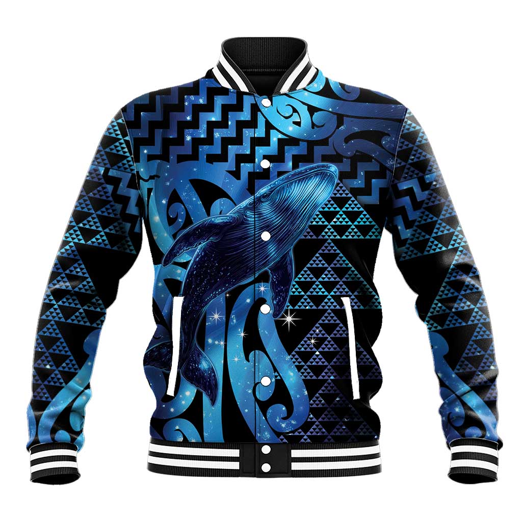 Humpback Whale Matariki New Zealand Baseball Jacket NZ Maori Paikea Poutama Luxury Blue