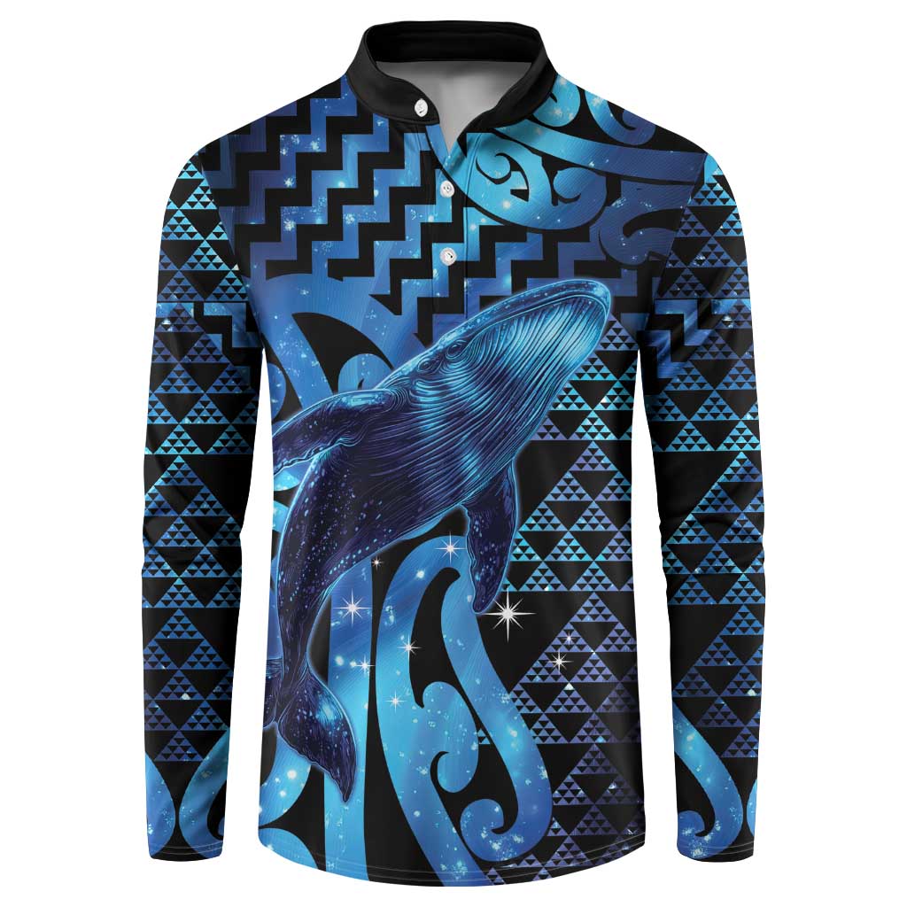 Humpback Whale Matariki New Zealand Button Sweatshirt NZ Maori Paikea Poutama Luxury Blue
