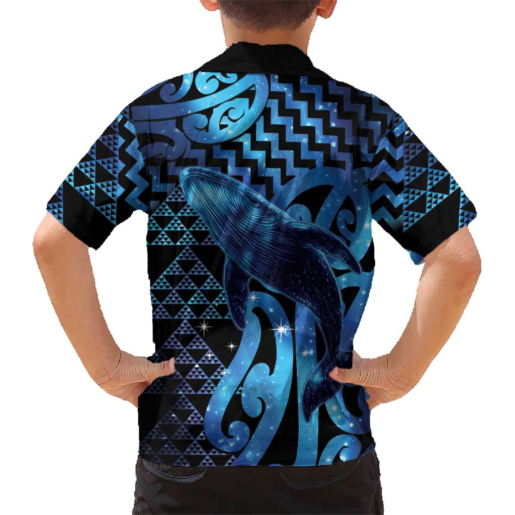Humpback Whale Matariki New Zealand Family Matching Puletasi and Hawaiian Shirt NZ Maori Paikea Poutama Luxury Blue