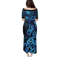 Humpback Whale Matariki New Zealand Family Matching Puletasi and Hawaiian Shirt NZ Maori Paikea Poutama Luxury Blue