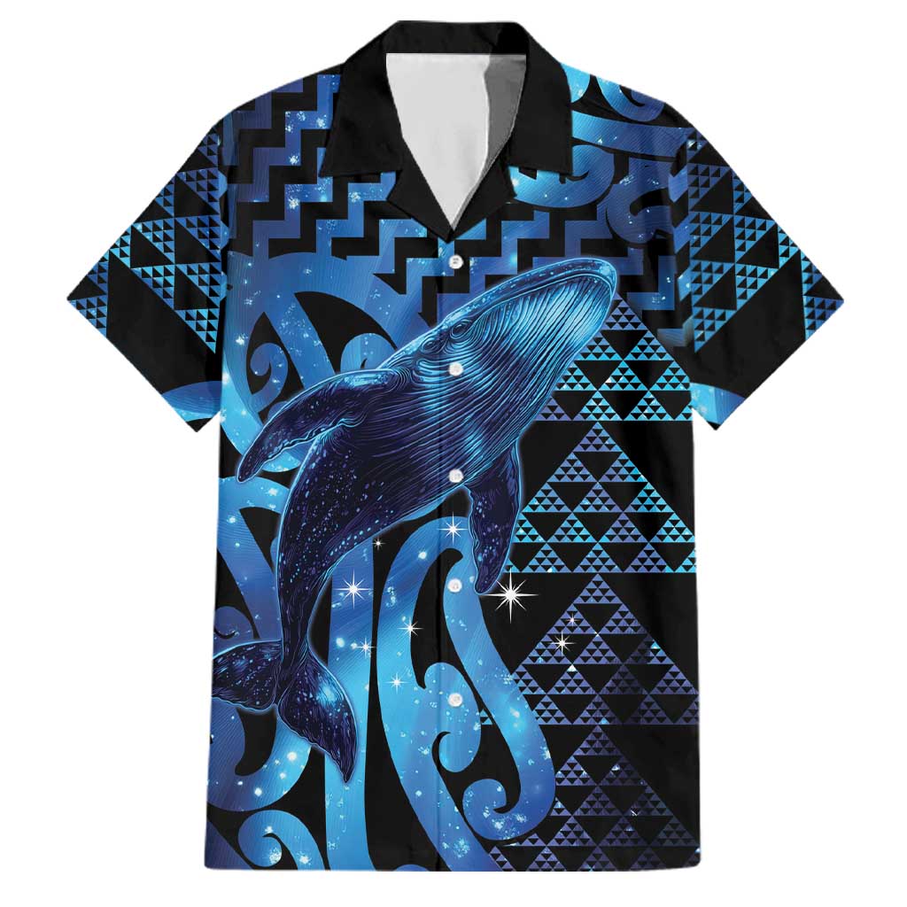 Humpback Whale Matariki New Zealand Family Matching Tank Maxi Dress and Hawaiian Shirt NZ Maori Paikea Poutama Luxury Blue LT14 Dad's Shirt - Short Sleeve Blue - Polynesian Pride