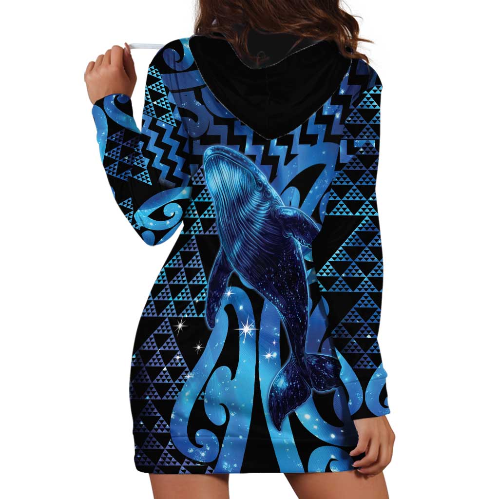 Humpback Whale Matariki New Zealand Hoodie Dress NZ Maori Paikea Poutama Luxury Blue LT14 - Polynesian Pride