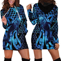Humpback Whale Matariki New Zealand Hoodie Dress NZ Maori Paikea Poutama Luxury Blue LT14 - Polynesian Pride