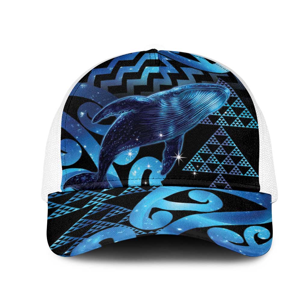 Humpback Whale Matariki New Zealand Mesh Trucker Cap NZ Maori Paikea Poutama Luxury Blue LT14 One Size White Blue - Polynesian Pride