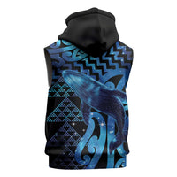 Humpback Whale Matariki New Zealand Sleeveless Hoodie NZ Maori Paikea Poutama Luxury Blue LT14 - Polynesian Pride