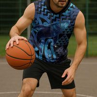 Humpback Whale Matariki New Zealand Sleeveless Hoodie NZ Maori Paikea Poutama Luxury Blue LT14 - Polynesian Pride