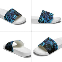 Humpback Whale Matariki New Zealand Slide Sandals NZ Maori Paikea Poutama Luxury Blue