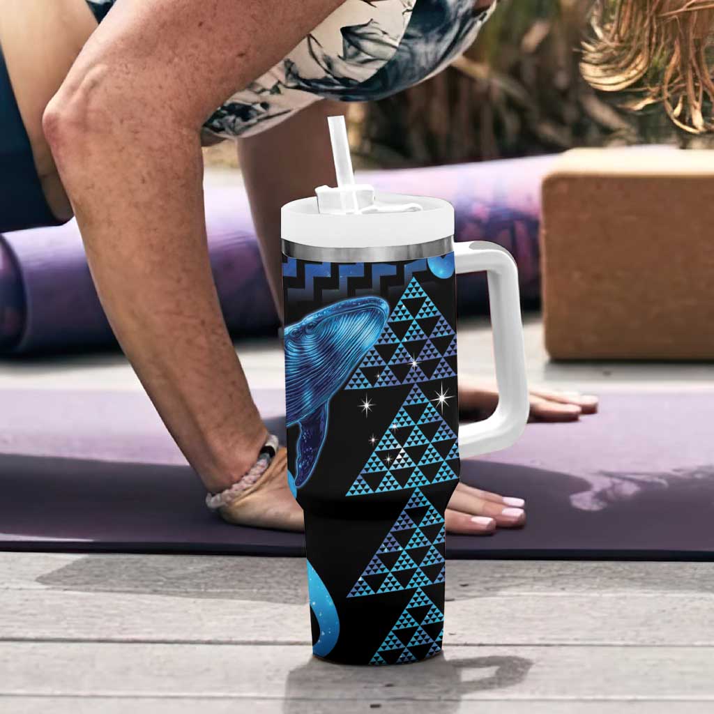 Humpback Whale Matariki New Zealand Tumbler With Handle NZ Maori Paikea Poutama Luxury Blue