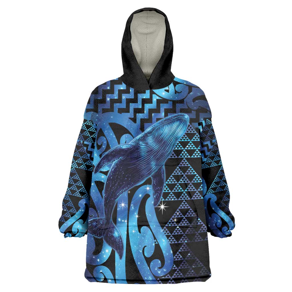 Humpback Whale Matariki New Zealand Wearable Blanket Hoodie NZ Maori Paikea Poutama Luxury Blue