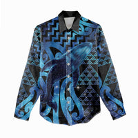Humpback Whale Matariki New Zealand Women Casual Shirt NZ Maori Paikea Poutama Luxury Blue LT14 - Polynesian Pride