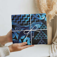 Humpback Whale Matariki New Zealand Wrapping Paper NZ Maori Paikea Poutama Luxury Blue