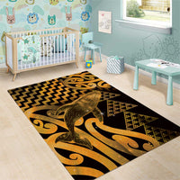 Humpback Whale Matariki New Zealand Area Rug NZ Maori Paikea Poutama Luxury Gold