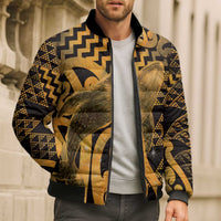Humpback Whale Matariki New Zealand Bomber Puffer Jacket NZ Maori Paikea Poutama Luxury Gold