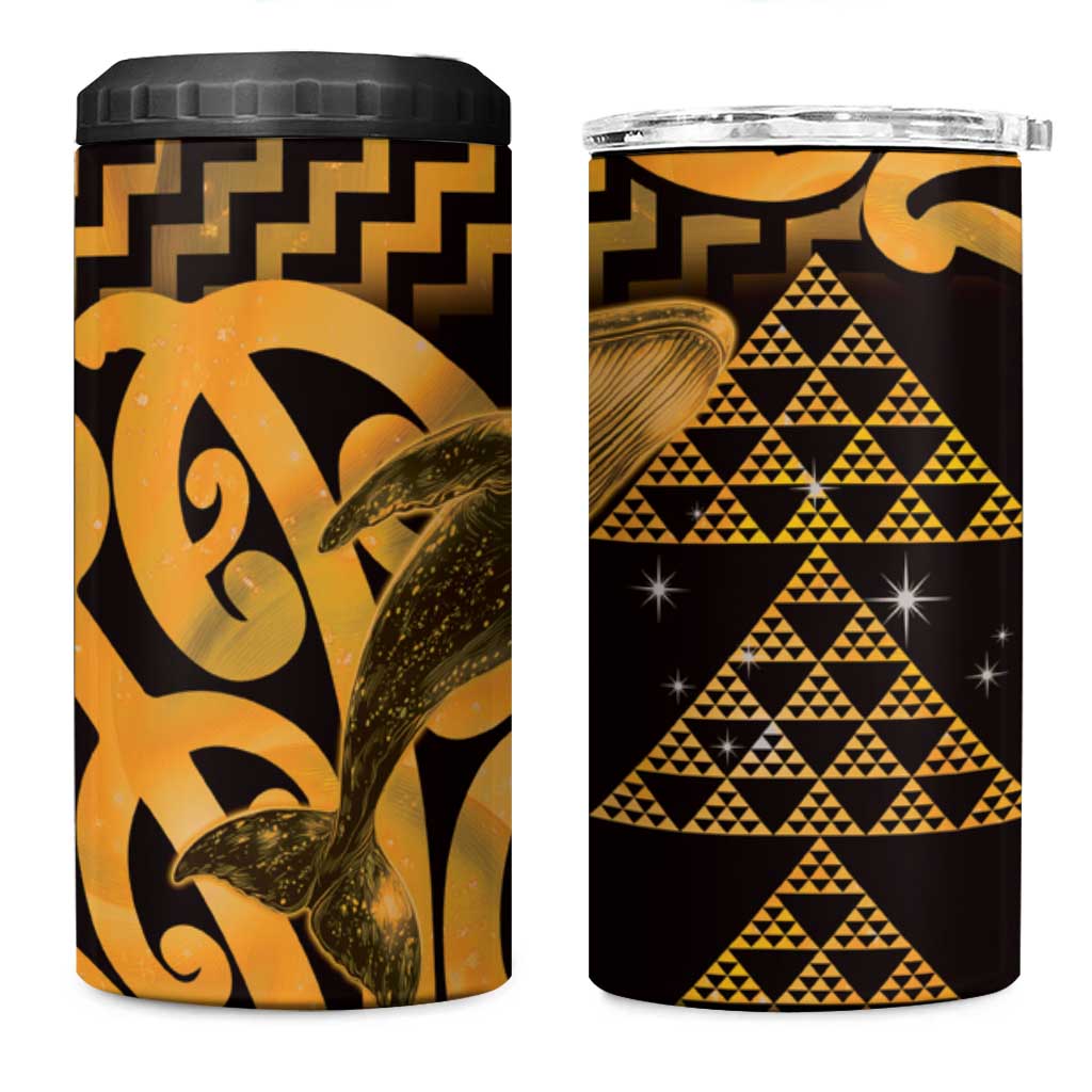 Humpback Whale Matariki New Zealand 4 in 1 Can Cooler Tumbler NZ Maori Paikea Poutama Luxury Gold