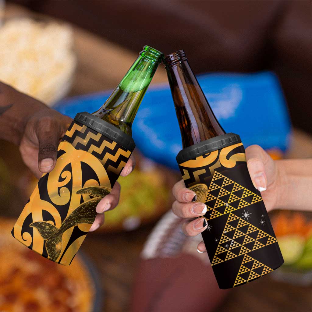 Humpback Whale Matariki New Zealand 4 in 1 Can Cooler Tumbler NZ Maori Paikea Poutama Luxury Gold LT14 - Polynesian Pride