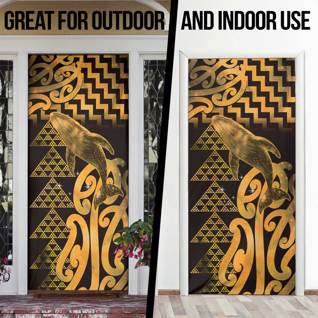 Humpback Whale Matariki New Zealand Door Cover NZ Maori Paikea Poutama Luxury Gold LT14 - Polynesian Pride