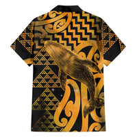 Humpback Whale Matariki New Zealand Family Matching Short Sleeve Bodycon Dress and Hawaiian Shirt NZ Maori Paikea Poutama Luxury Gold LT14 - Polynesian Pride