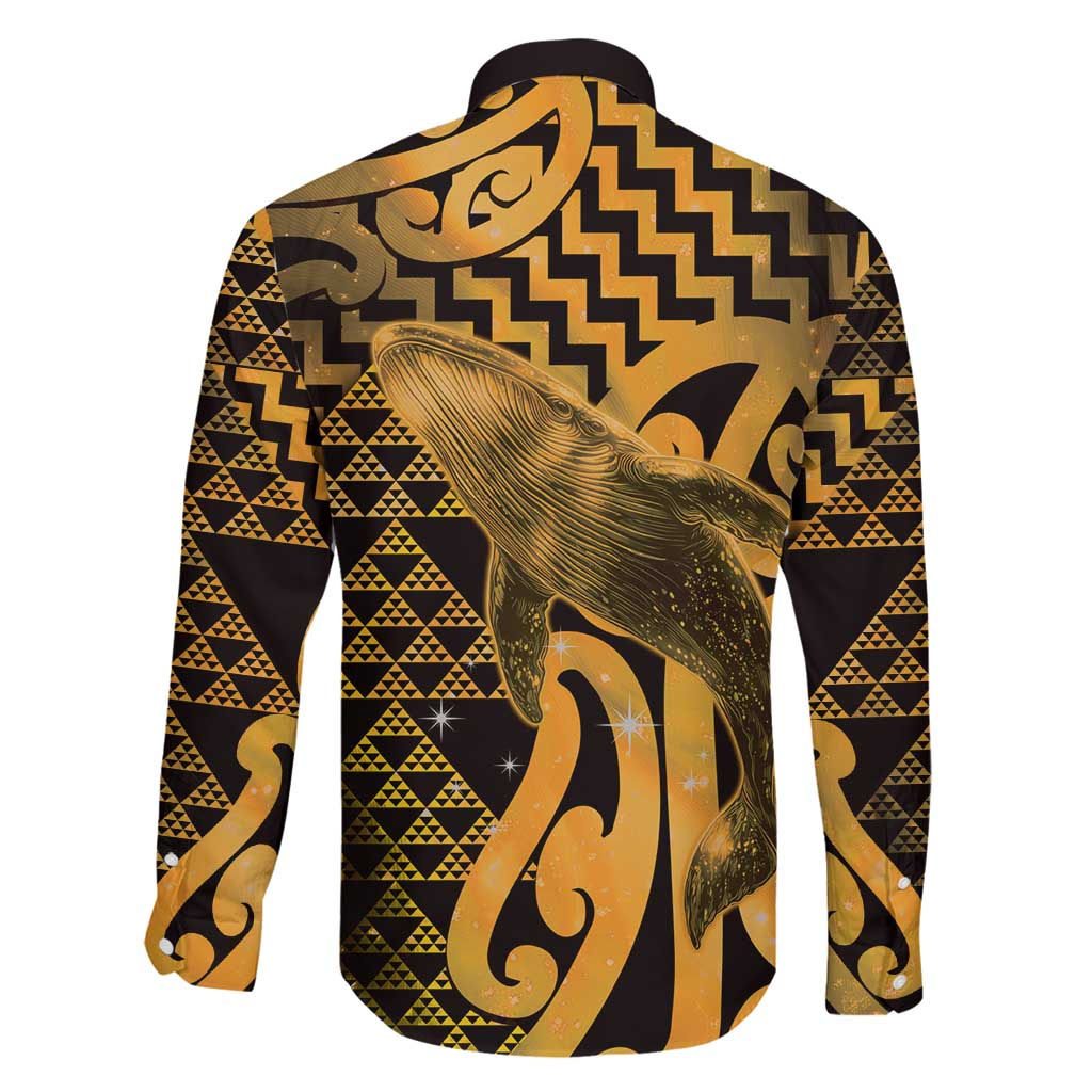 Humpback Whale Matariki New Zealand Family Matching Short Sleeve Bodycon Dress and Hawaiian Shirt NZ Maori Paikea Poutama Luxury Gold LT14 - Polynesian Pride