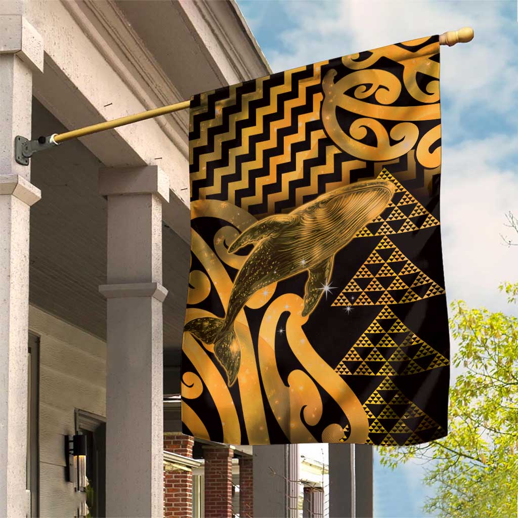 Humpback Whale Matariki New Zealand Garden Flag NZ Maori Paikea Poutama Luxury Gold