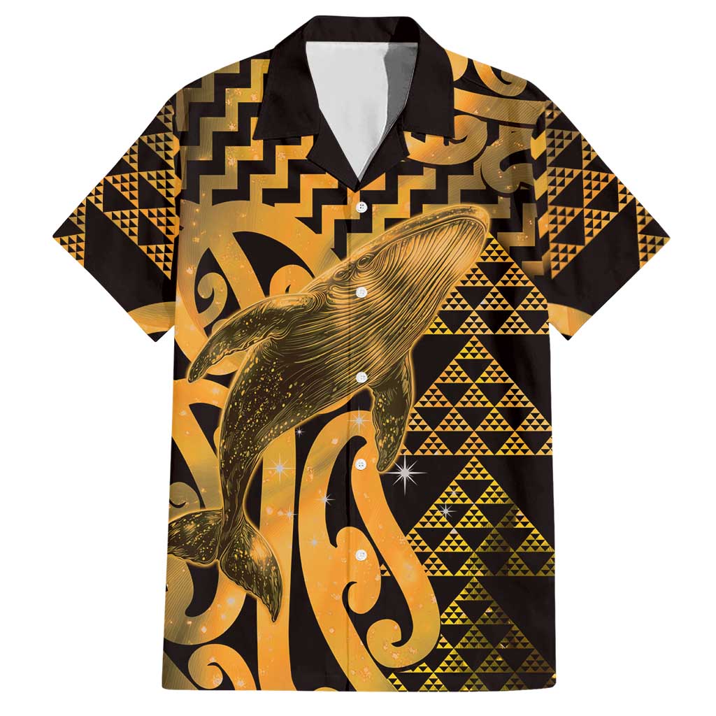 Humpback Whale Matariki New Zealand Hawaiian Shirt NZ Maori Paikea Poutama Luxury Gold LT14 Gold - Polynesian Pride