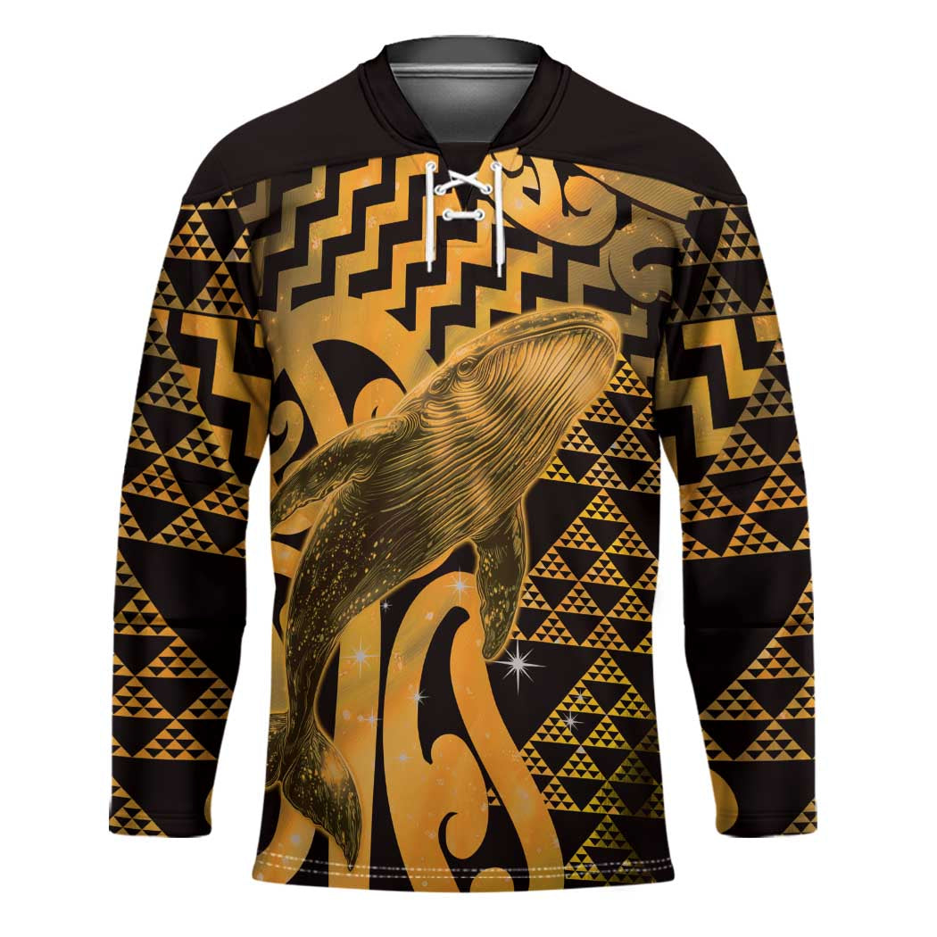 Humpback Whale Matariki New Zealand Hockey Jersey NZ Maori Paikea Poutama Luxury Gold LT14 Unisex Gold - Polynesian Pride