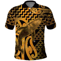 Humpback Whale Matariki New Zealand Polo Shirt NZ Maori Paikea Poutama Luxury Gold LT14 Gold - Polynesian Pride