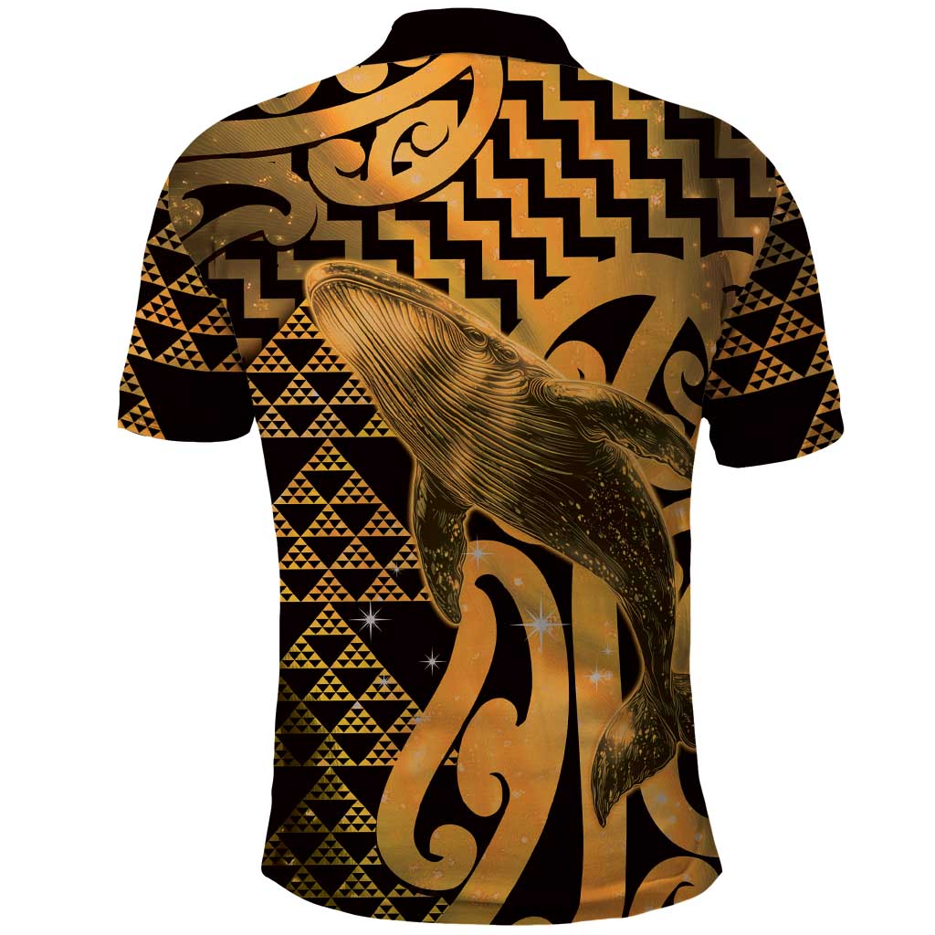 Humpback Whale Matariki New Zealand Polo Shirt NZ Maori Paikea Poutama Luxury Gold LT14 - Polynesian Pride