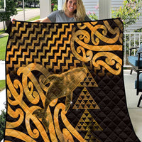 Humpback Whale Matariki New Zealand Quilt NZ Maori Paikea Poutama Luxury Gold LT14 Gold - Polynesian Pride