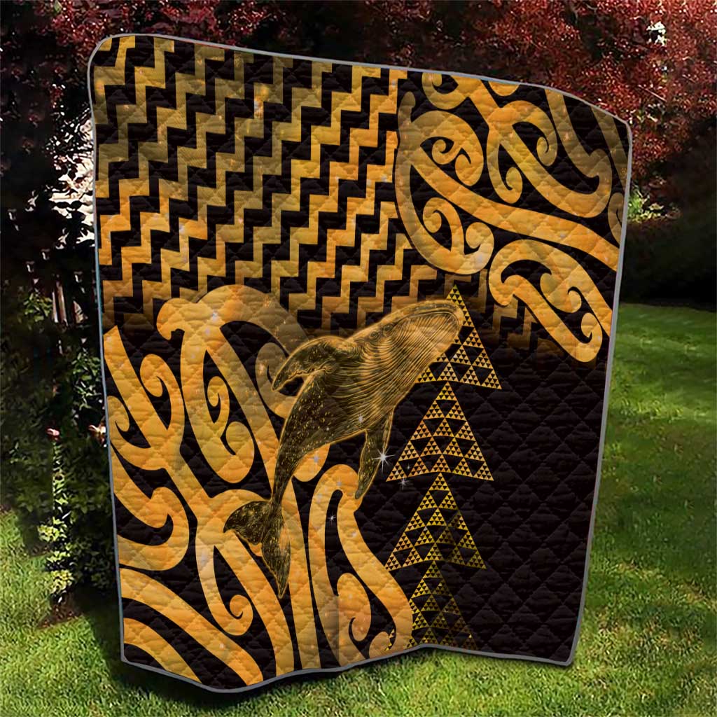 Humpback Whale Matariki New Zealand Quilt NZ Maori Paikea Poutama Luxury Gold LT14 - Polynesian Pride