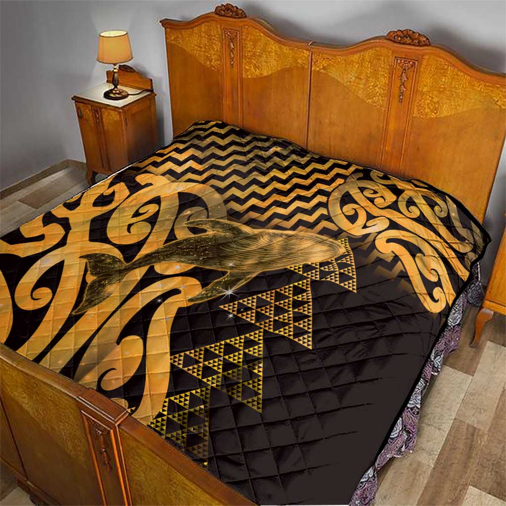 Humpback Whale Matariki New Zealand Quilt NZ Maori Paikea Poutama Luxury Gold LT14 - Polynesian Pride