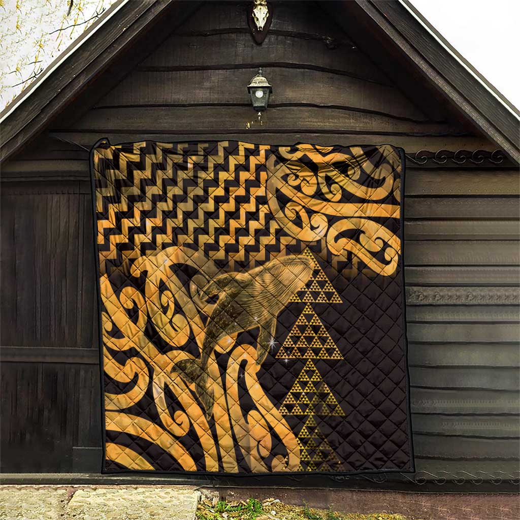 Humpback Whale Matariki New Zealand Quilt NZ Maori Paikea Poutama Luxury Gold LT14 - Polynesian Pride