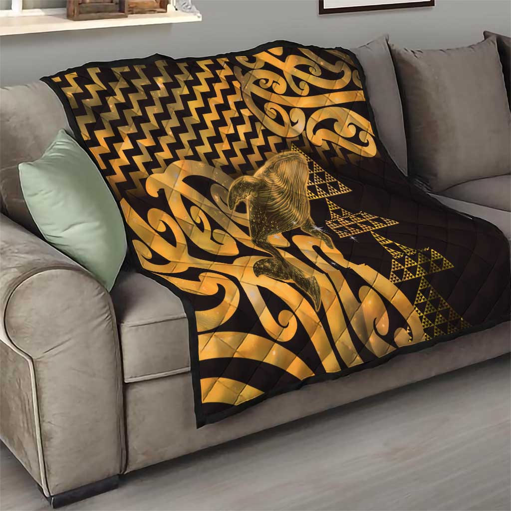 Humpback Whale Matariki New Zealand Quilt NZ Maori Paikea Poutama Luxury Gold LT14 - Polynesian Pride