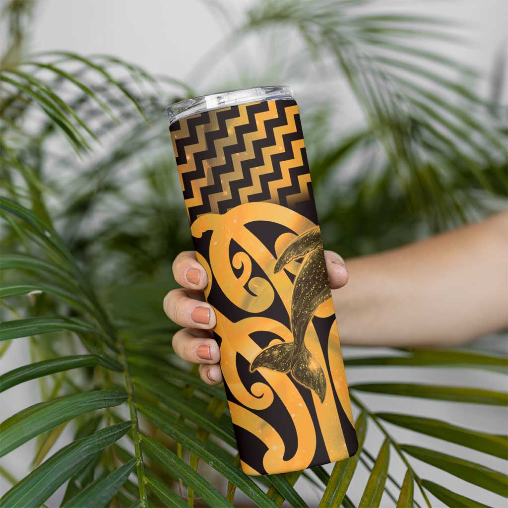 Humpback Whale Matariki New Zealand Skinny Tumbler NZ Maori Paikea Poutama Luxury Gold LT14 - Polynesian Pride