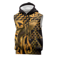 Humpback Whale Matariki New Zealand Sleeveless Zip Hoodie NZ Maori Paikea Poutama Luxury Gold LT14 Gold - Polynesian Pride