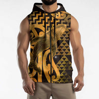Humpback Whale Matariki New Zealand Sleeveless Zip Hoodie NZ Maori Paikea Poutama Luxury Gold LT14 - Polynesian Pride