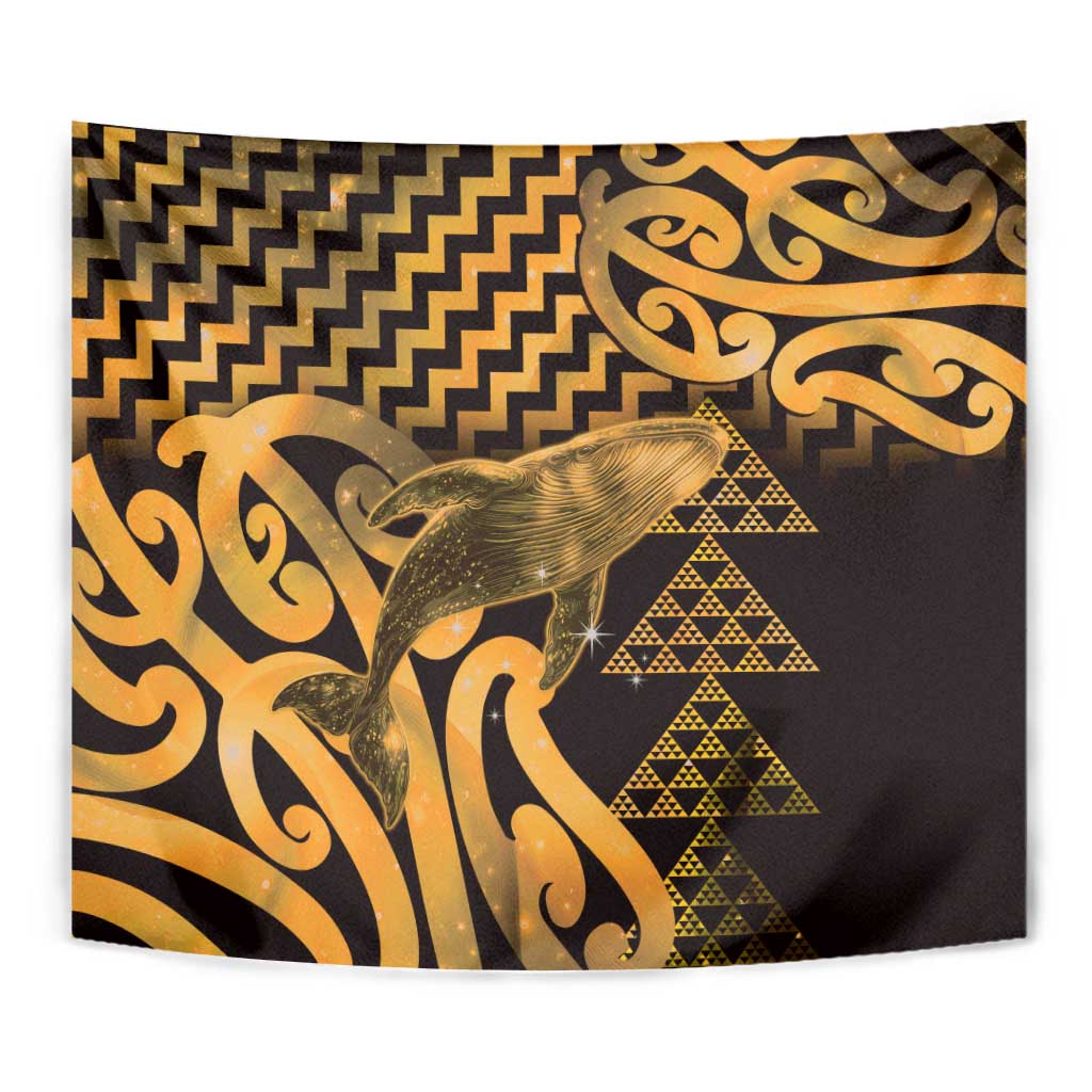 Humpback Whale Matariki New Zealand Tapestry NZ Maori Paikea Poutama Luxury Gold