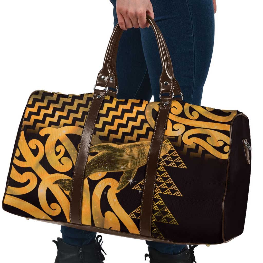 Humpback Whale Matariki New Zealand Travel Bag NZ Maori Paikea Poutama Luxury Gold LT14 - Polynesian Pride