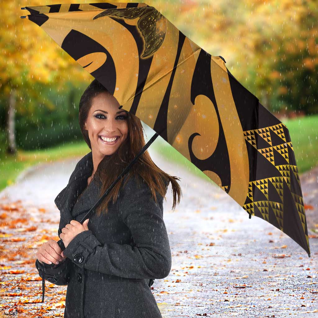 Humpback Whale Matariki New Zealand Umbrella NZ Maori Paikea Poutama Luxury Gold
