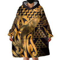 Humpback Whale Matariki New Zealand Wearable Blanket Hoodie NZ Maori Paikea Poutama Luxury Gold LT14 - Polynesian Pride