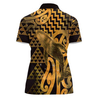 Humpback Whale Matariki New Zealand Women Polo Shirt NZ Maori Paikea Poutama Luxury Gold LT14 - Polynesian Pride