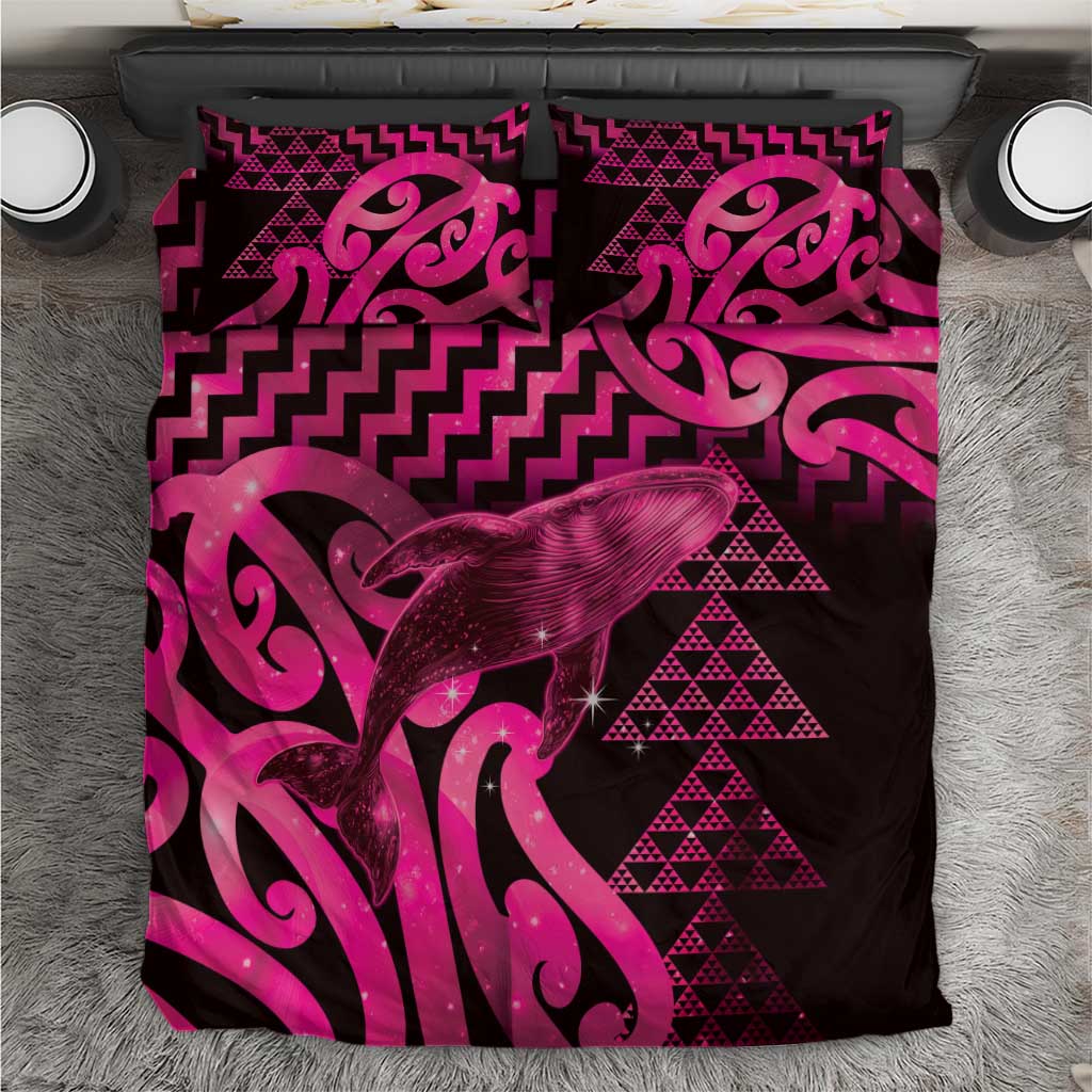 Humpback Whale Matariki New Zealand Bedding Set NZ Maori Paikea Poutama Luxury Pink
