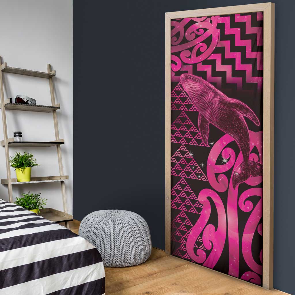 Humpback Whale Matariki New Zealand Door Cover NZ Maori Paikea Poutama Luxury Pink LT14 - Polynesian Pride
