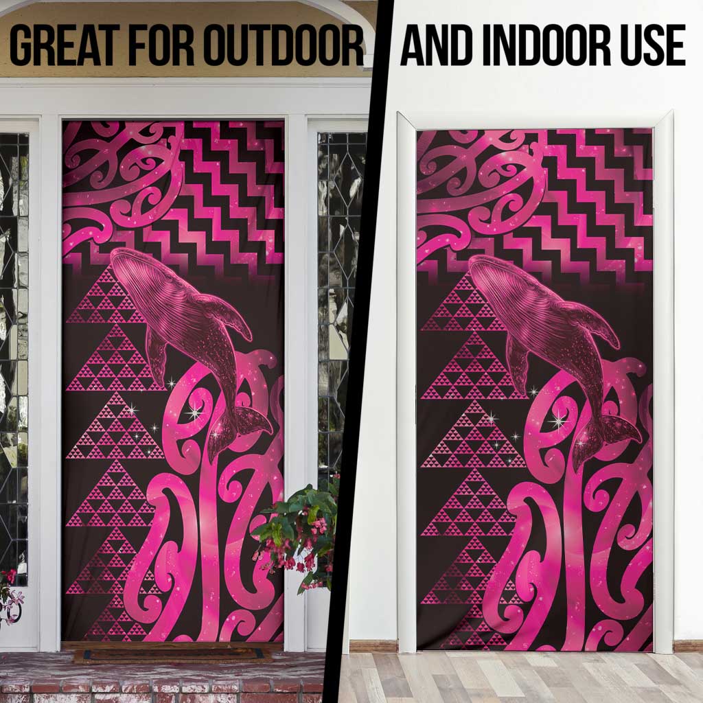 Humpback Whale Matariki New Zealand Door Cover NZ Maori Paikea Poutama Luxury Pink LT14 - Polynesian Pride