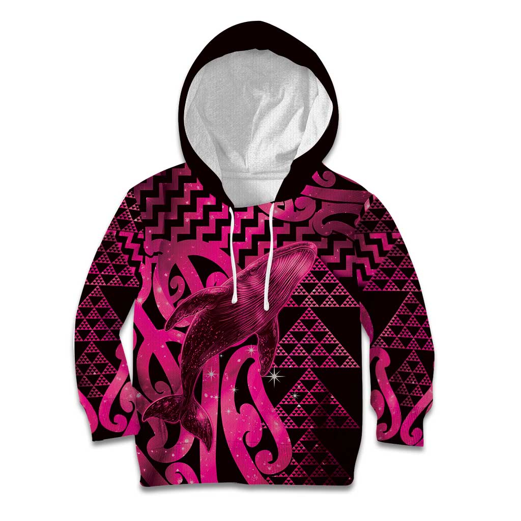 Humpback Whale Matariki New Zealand Kid Hoodie NZ Maori Paikea Poutama Luxury Pink