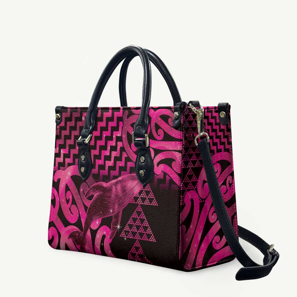 Humpback Whale Matariki New Zealand Leather Bag NZ Maori Paikea Poutama Luxury Pink