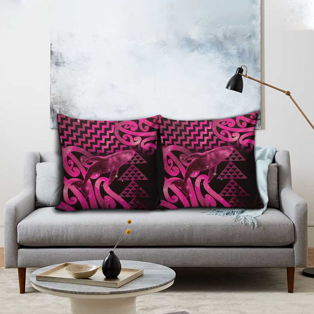 Humpback Whale Matariki New Zealand Pillow Cover NZ Maori Paikea Poutama Luxury Pink