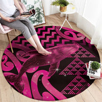 Humpback Whale Matariki New Zealand Round Carpet NZ Maori Paikea Poutama Luxury Pink