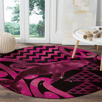 Humpback Whale Matariki New Zealand Round Carpet NZ Maori Paikea Poutama Luxury Pink
