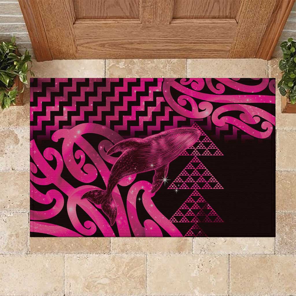 Humpback Whale Matariki New Zealand Rubber Doormat NZ Maori Paikea Poutama Luxury Pink LT14 Pink - Polynesian Pride