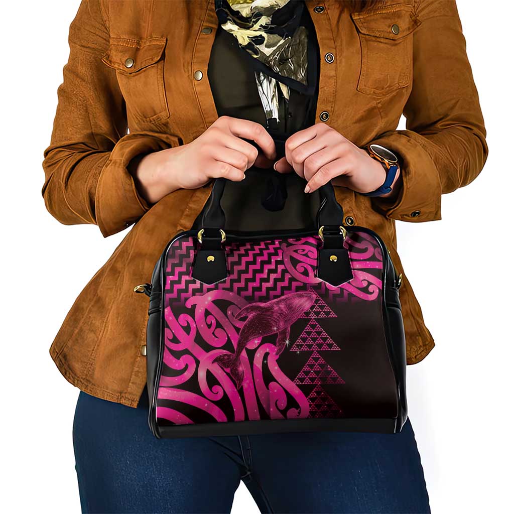 Humpback Whale Matariki New Zealand Shoulder Handbag NZ Maori Paikea Poutama Luxury Pink